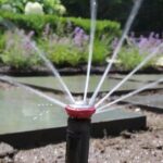 irrigation sprinkler watering garden bed