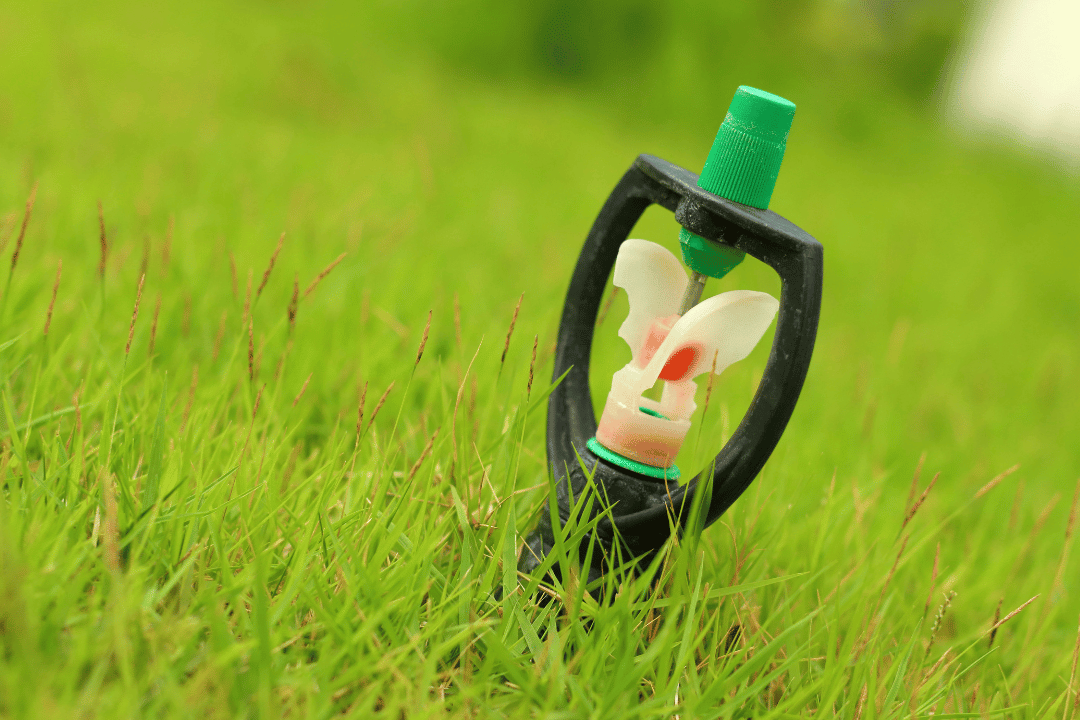 sprinkler system component in grass