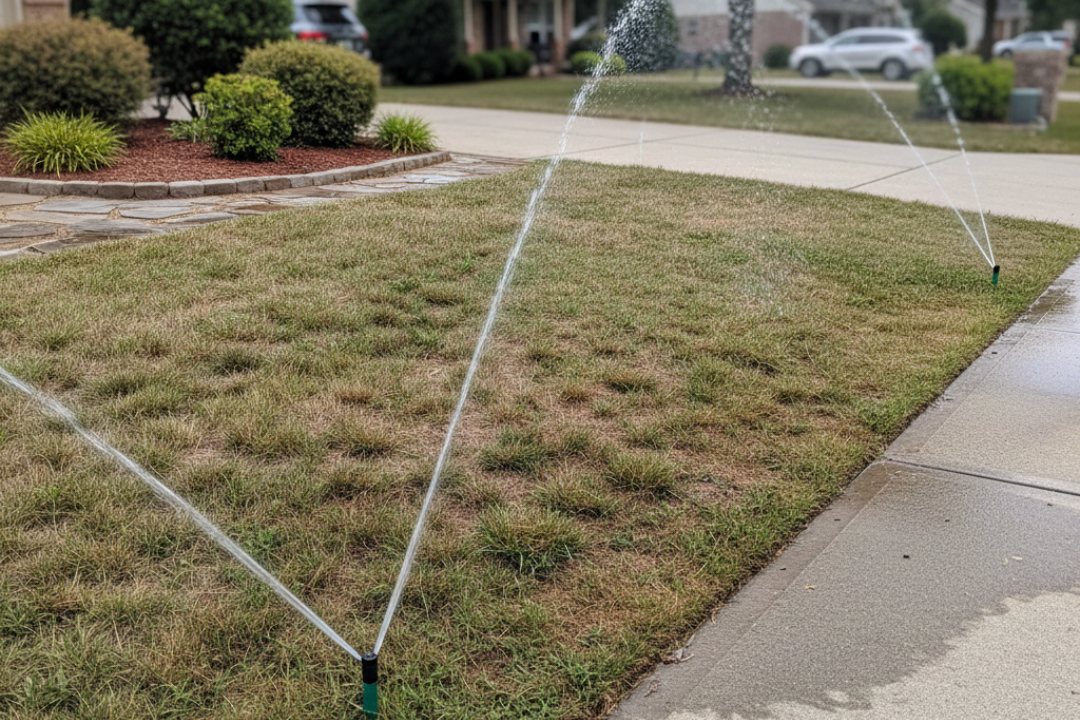 efficient irrigation system reducing water runoff on property