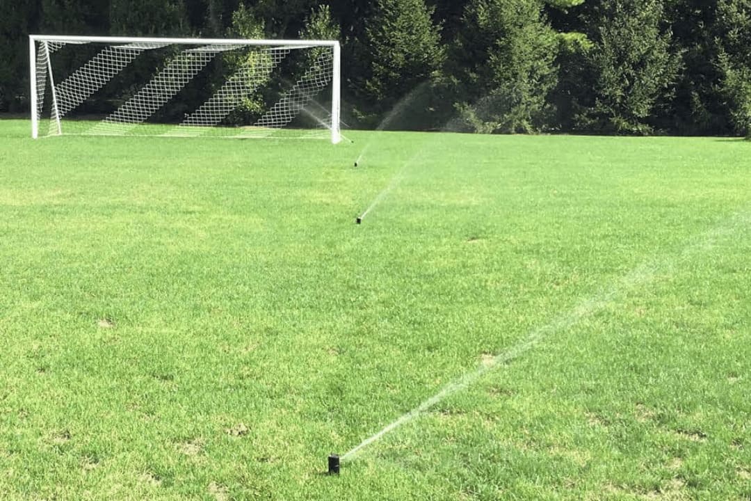 Sprinkler System Automatic Irrigation Watering Large Grass Field